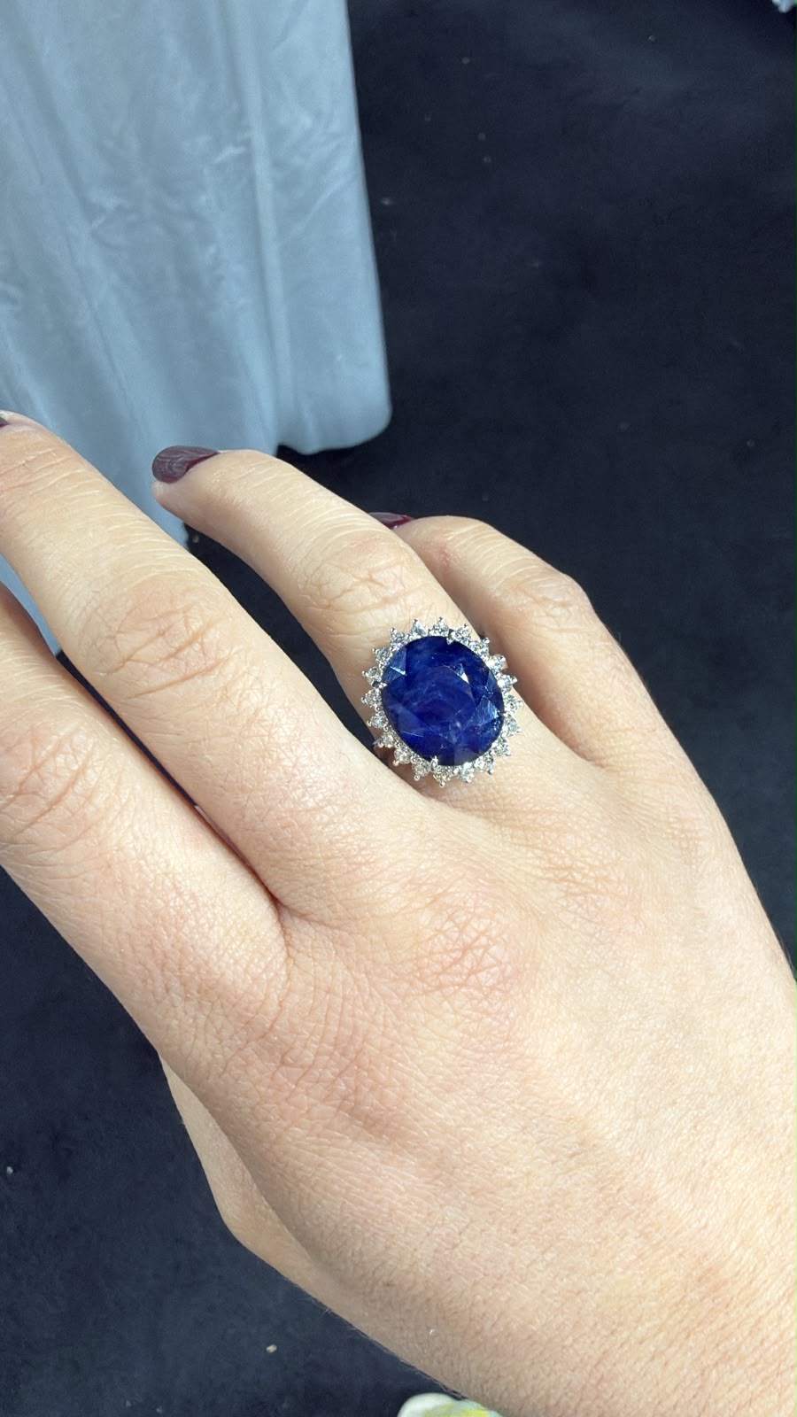 Anillo Oval de Piedra Azul Profundo | Expo Miami, foto 1