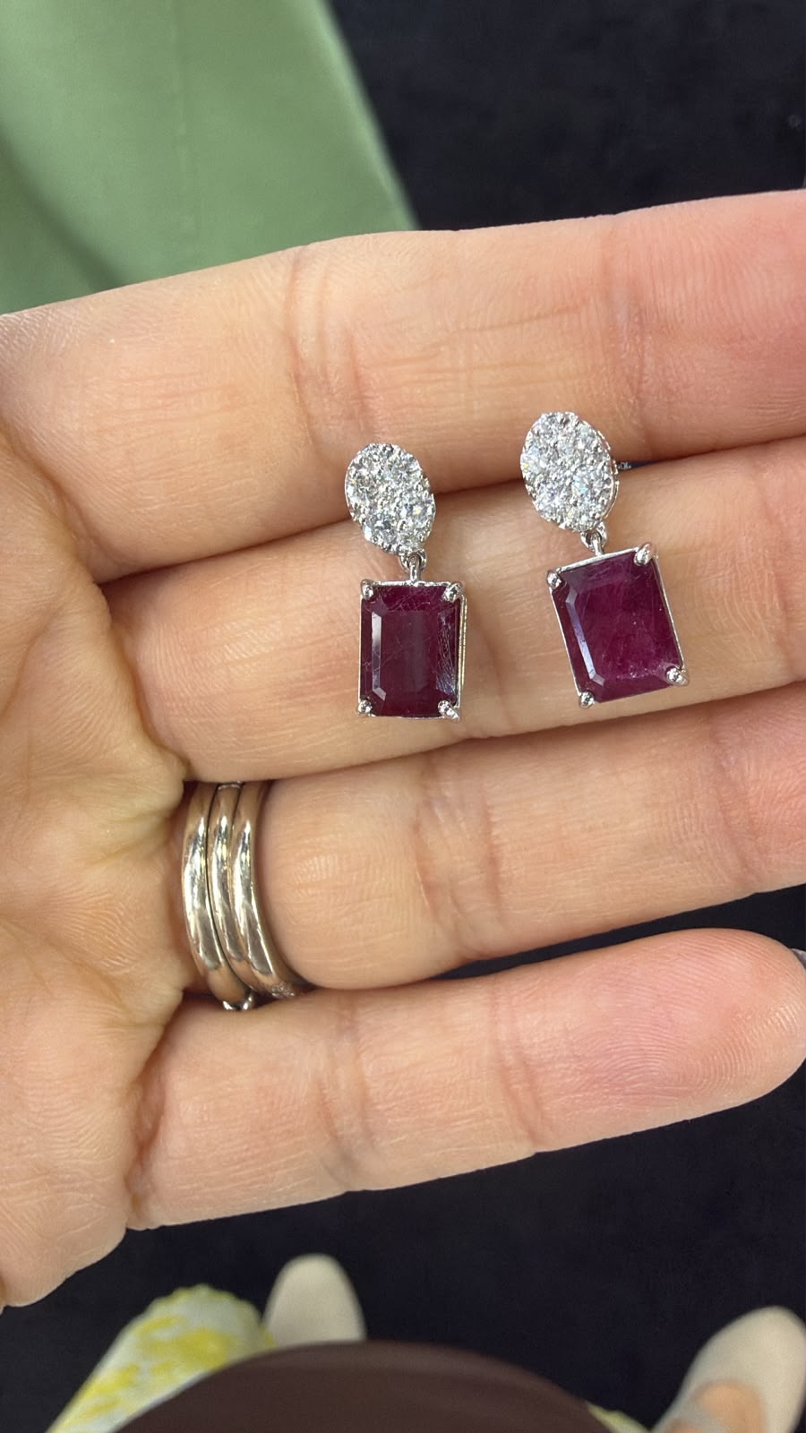 Aretes de Rubí y Piedras Transparentes | Expo Miami, foto 1
